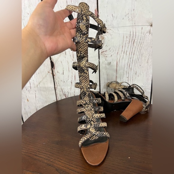 JEFFREY CAMPBELL BOND snake skin embossed Women's Strappy Gladiator Heels Size 7 - Picture 16 of 16